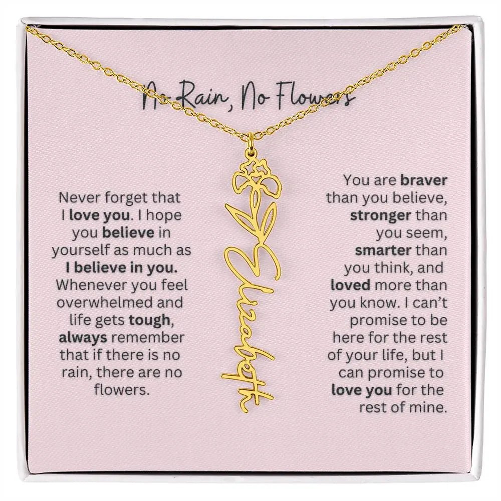 No Rain - No Flowers | Birth Necklace | Name Necklace | Personalized Gift for Mom, Bonus Daughter, and Sister - Ever Trendy Essentials