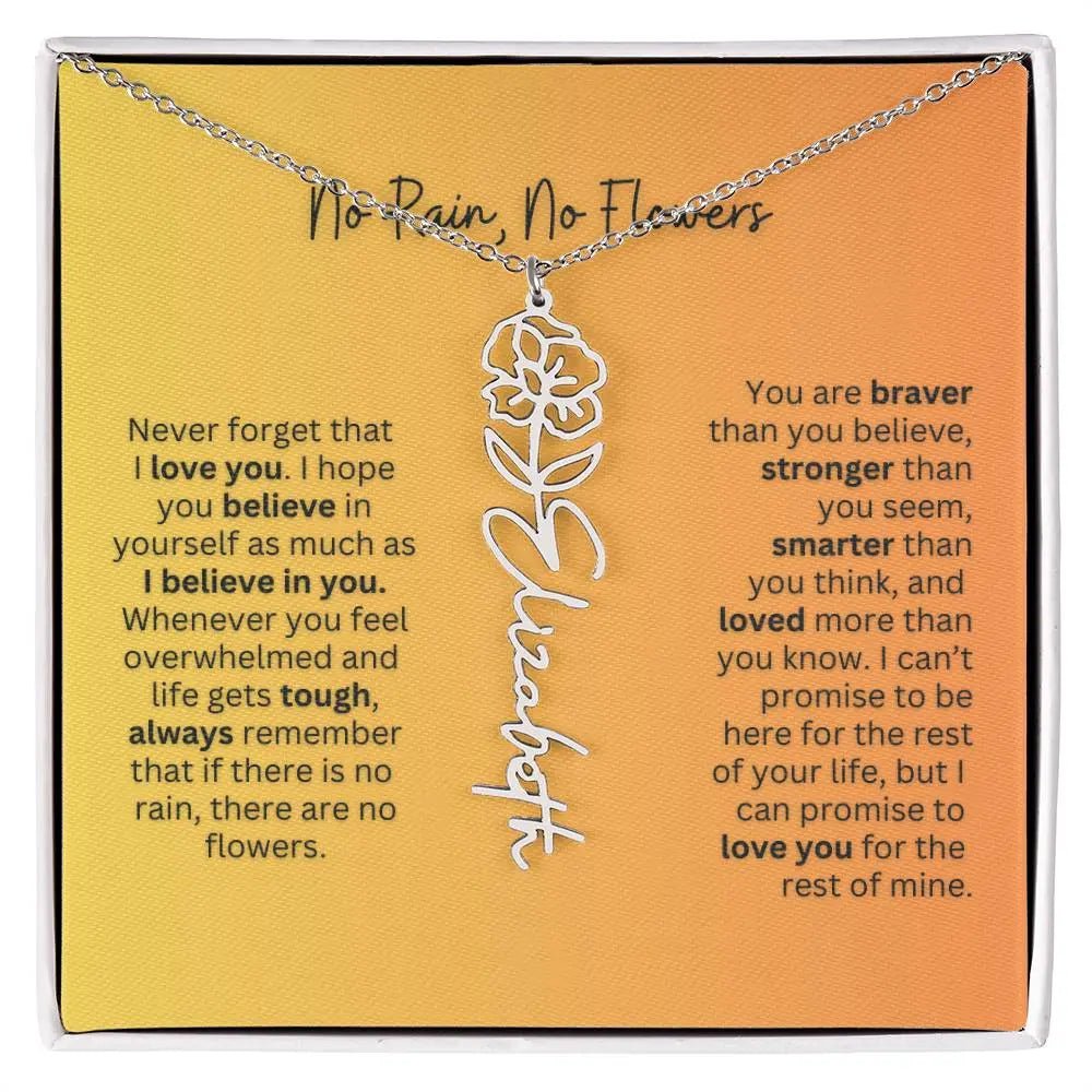No Rain - No Flowers | Birth Necklace | Name Necklace | Personalized Jewelry Gift for Mom - Ever Trendy Essentials