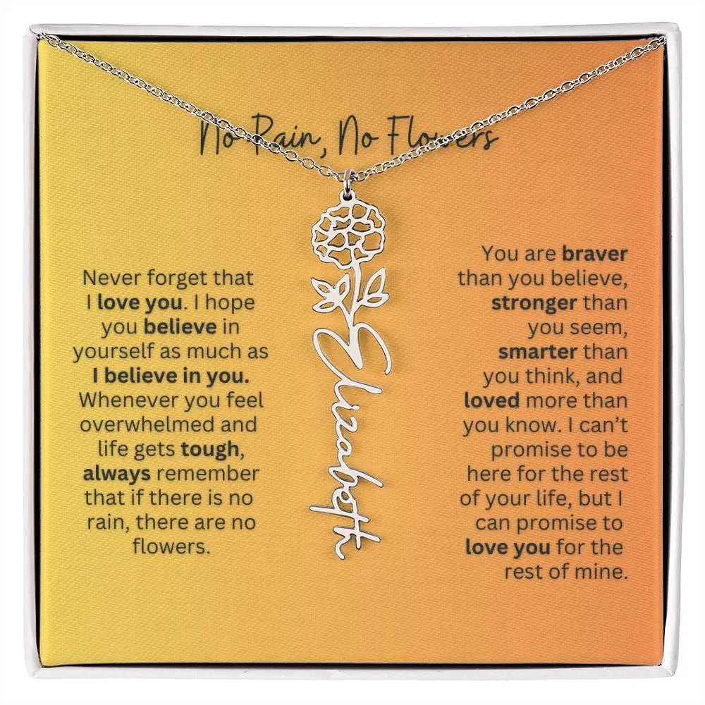 No Rain - No Flowers | Birth Necklace | Name Necklace | Personalized Jewelry Gift for Mom - Ever Trendy Essentials