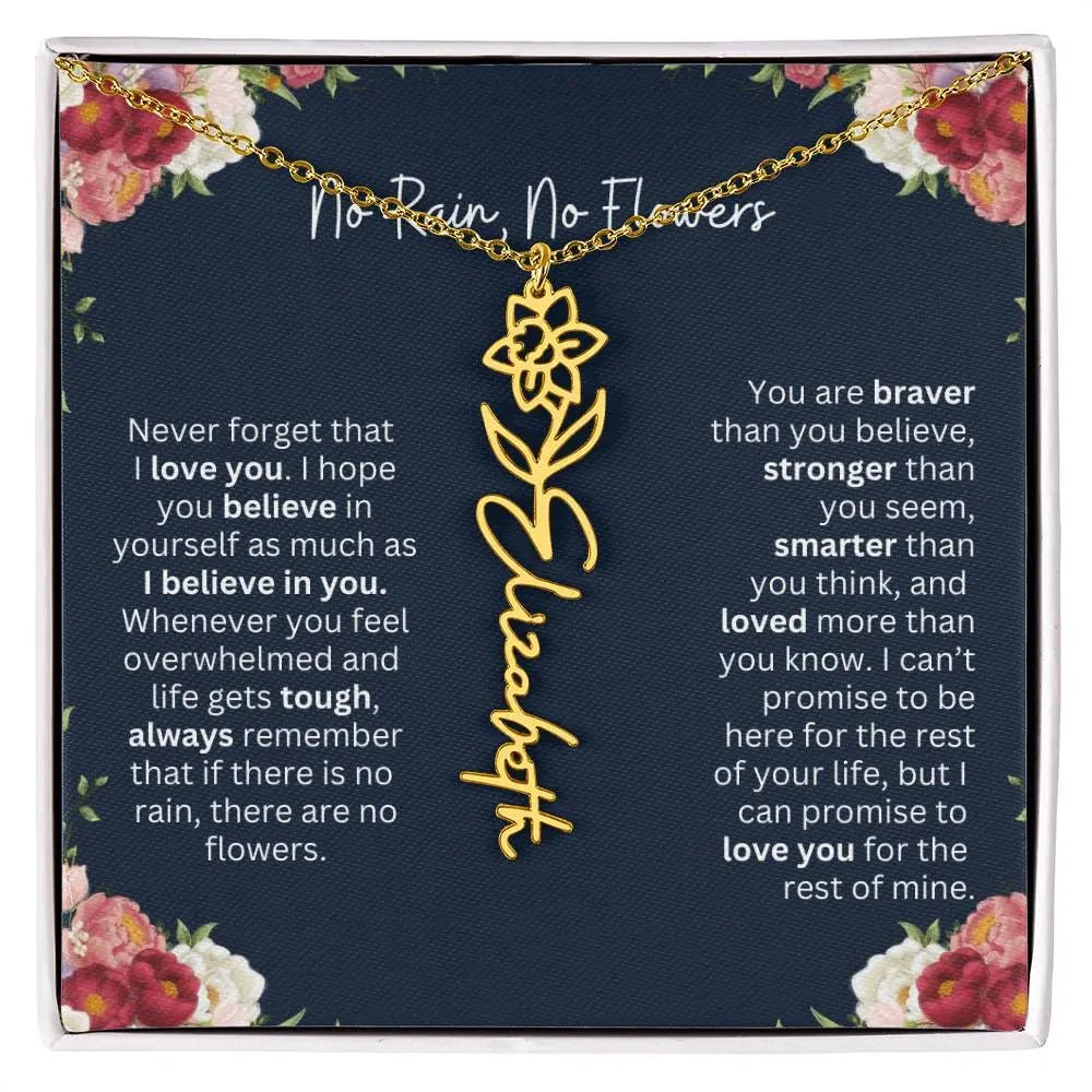 No Rain - No Flowers | Birth Necklace | Name Necklace | Personalized Jewelry Gift for Mom, Wife, Daughter, Sister, and Soulmate - Ever Trendy Essentials