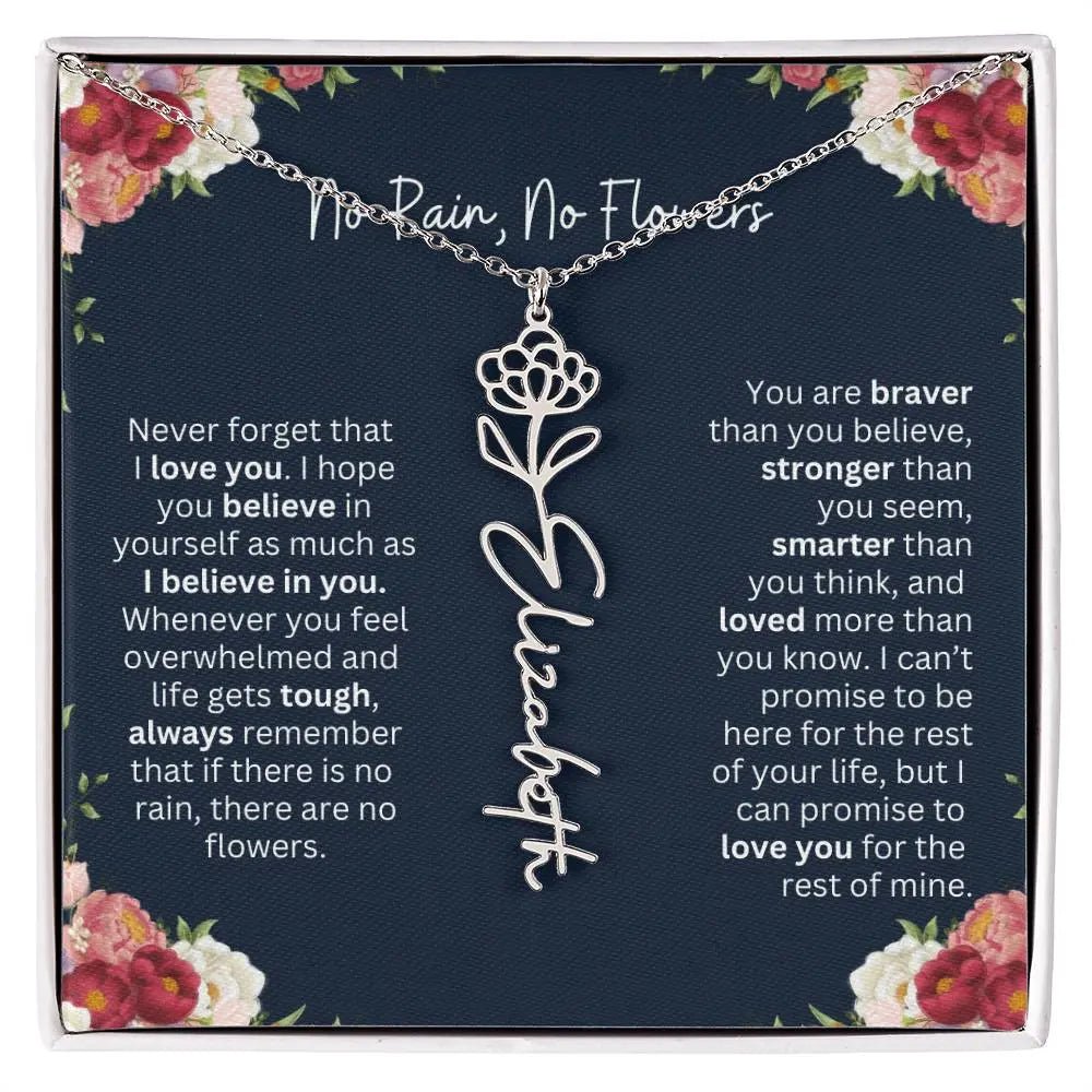 No Rain - No Flowers | Birth Necklace | Name Necklace | Personalized Jewelry Gift for Mom, Wife, Daughter, Sister, and Soulmate - Ever Trendy Essentials