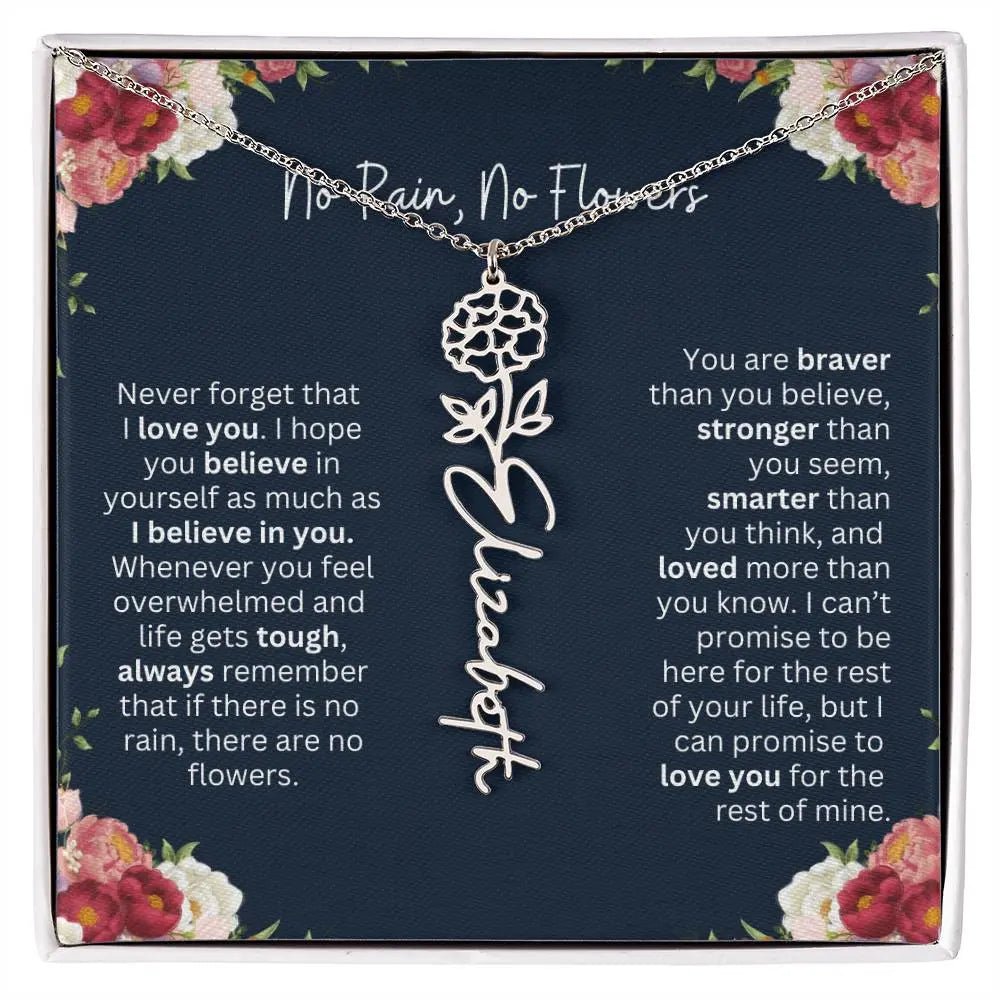 No Rain - No Flowers | Birth Necklace | Name Necklace | Personalized Jewelry Gift for Mom, Wife, Daughter, Sister, and Soulmate - Ever Trendy Essentials