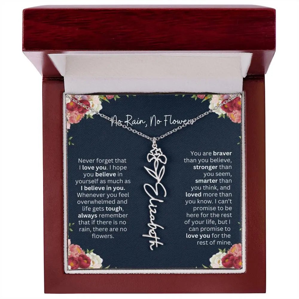 No Rain - No Flowers | Birth Necklace | Name Necklace | Personalized Jewelry Gift for Mom, Wife, Daughter, Sister, and Soulmate - Ever Trendy Essentials