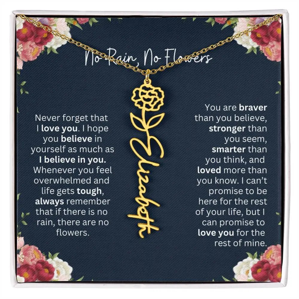 No Rain - No Flowers | Birth Necklace | Name Necklace | Personalized Jewelry Gift for Mom, Wife, Daughter, Sister, and Soulmate - Ever Trendy Essentials