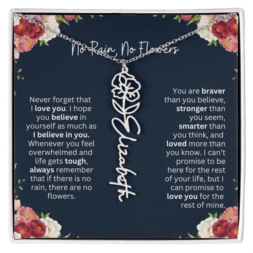No Rain - No Flowers | Birth Necklace | Name Necklace | Personalized Jewelry Gift for Mom, Wife, Daughter, Sister, and Soulmate - Ever Trendy Essentials