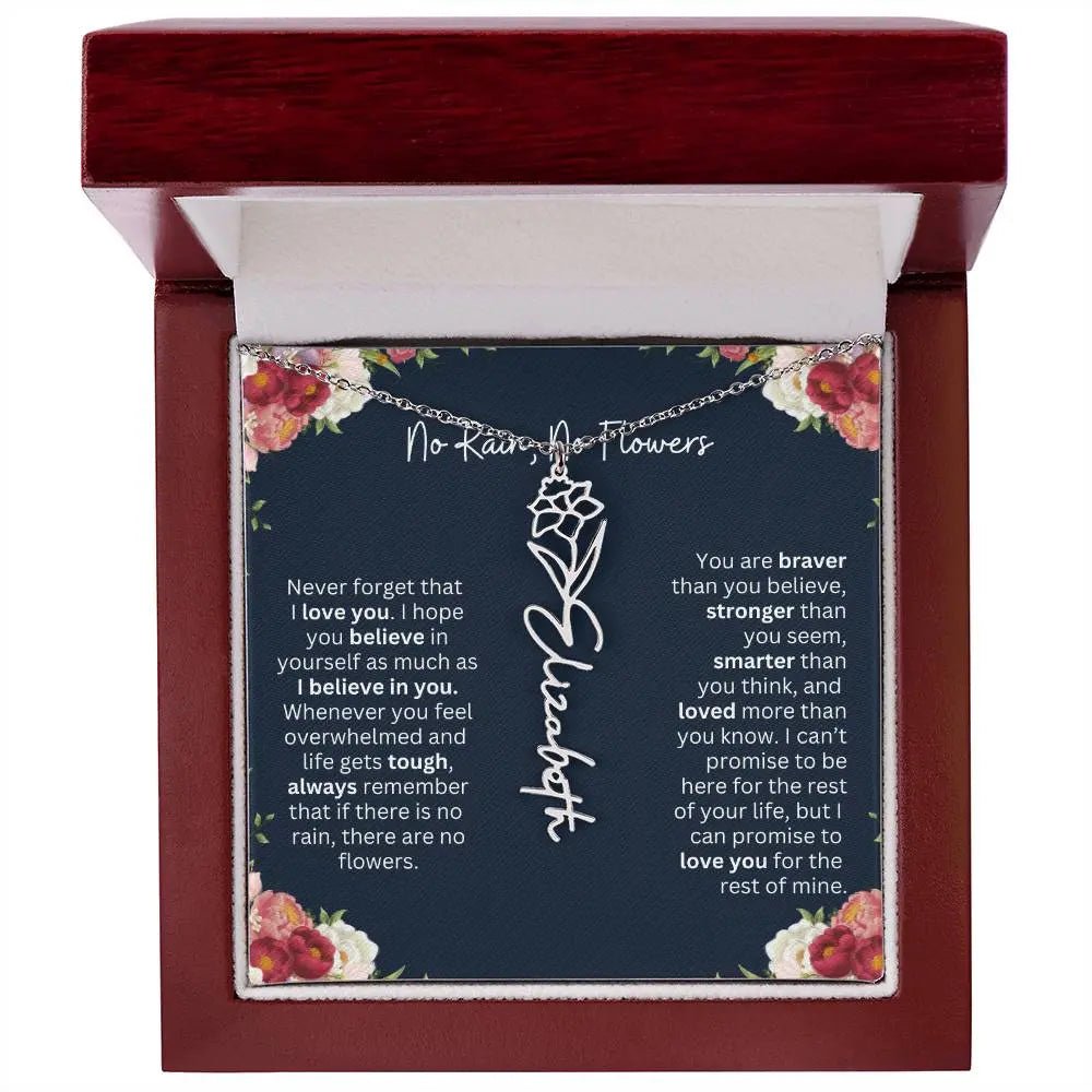 No Rain - No Flowers | Birth Necklace | Name Necklace | Personalized Jewelry Gift for Mom, Wife, Daughter, Sister, and Soulmate - Ever Trendy Essentials