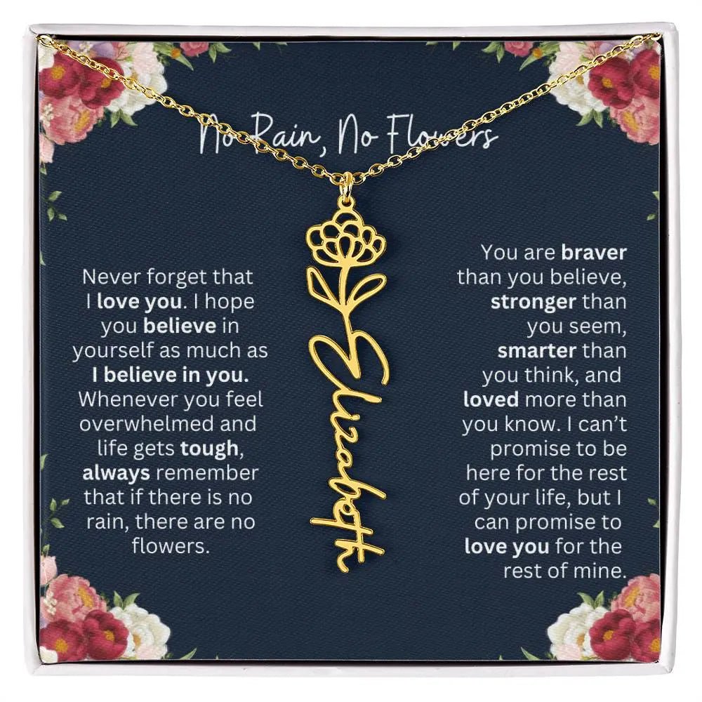 No Rain - No Flowers | Birth Necklace | Name Necklace | Personalized Jewelry Gift for Mom, Wife, Daughter, Sister, and Soulmate - Ever Trendy Essentials