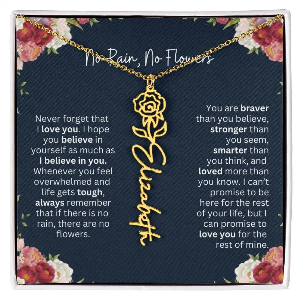 No Rain - No Flowers | Birth Necklace | Name Necklace | Personalized Jewelry Gift for Mom, Wife, Daughter, Sister, and Soulmate - Ever Trendy Essentials