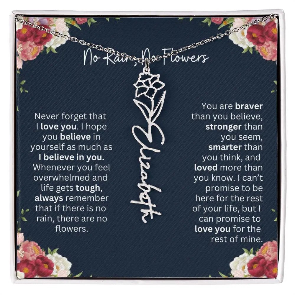 No Rain - No Flowers | Birth Necklace | Name Necklace | Personalized Jewelry Gift for Mom, Wife, Daughter, Sister, and Soulmate - Ever Trendy Essentials