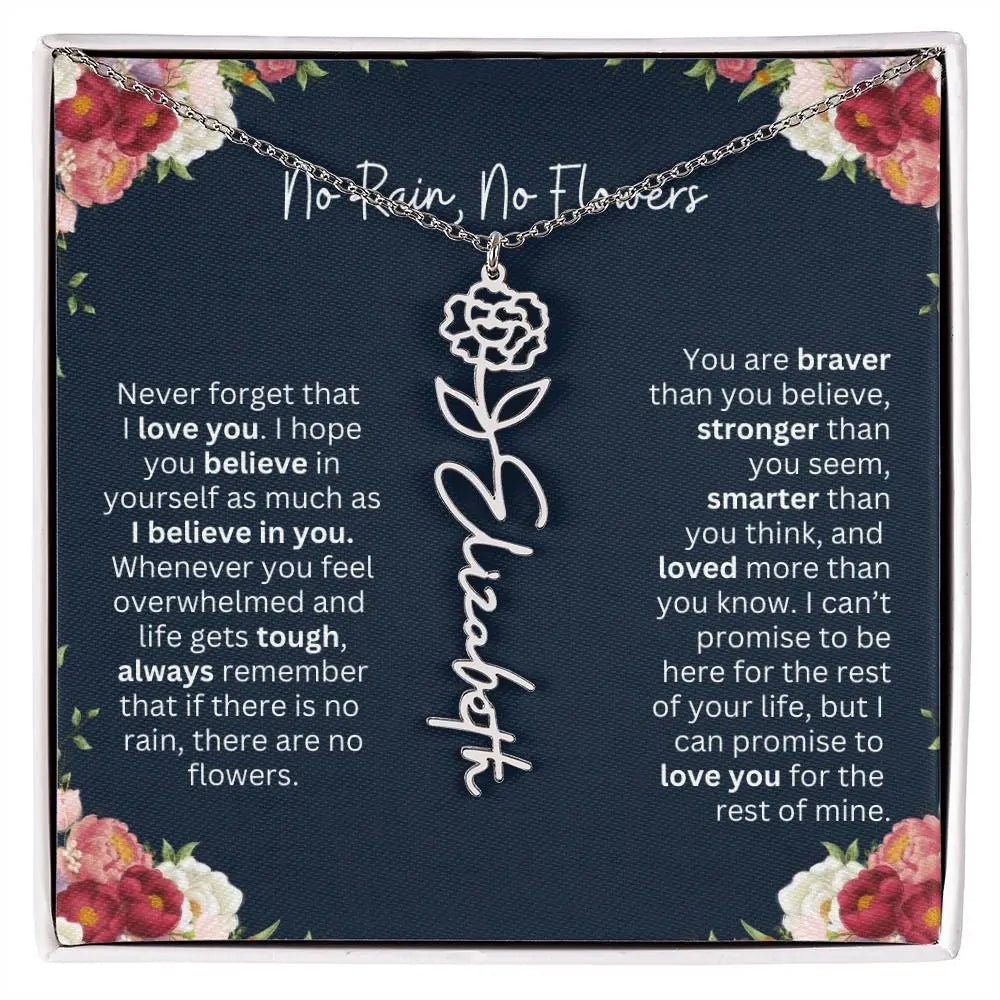 No Rain - No Flowers | Birth Necklace | Name Necklace | Personalized Jewelry Gift for Mom, Wife, Daughter, Sister, and Soulmate - Ever Trendy Essentials