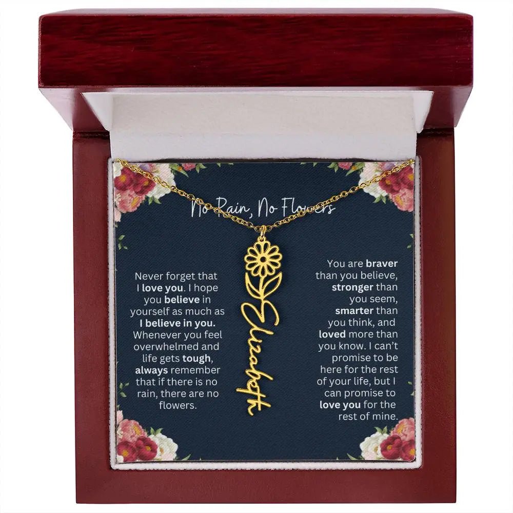No Rain - No Flowers | Birth Necklace | Name Necklace | Personalized Jewelry Gift for Mom, Wife, Daughter, Sister, and Soulmate - Ever Trendy Essentials