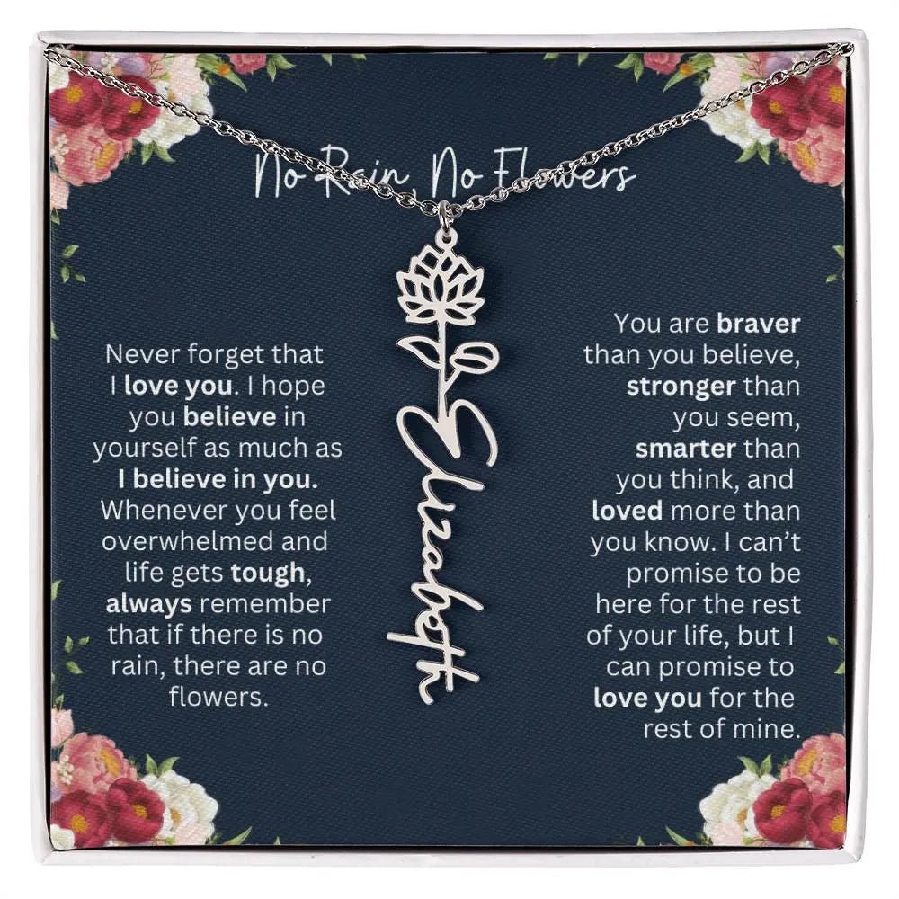 No Rain - No Flowers | Birth Necklace | Name Necklace | Personalized Jewelry Gift for Mom, Wife, Daughter, Sister, and Soulmate - Ever Trendy Essentials