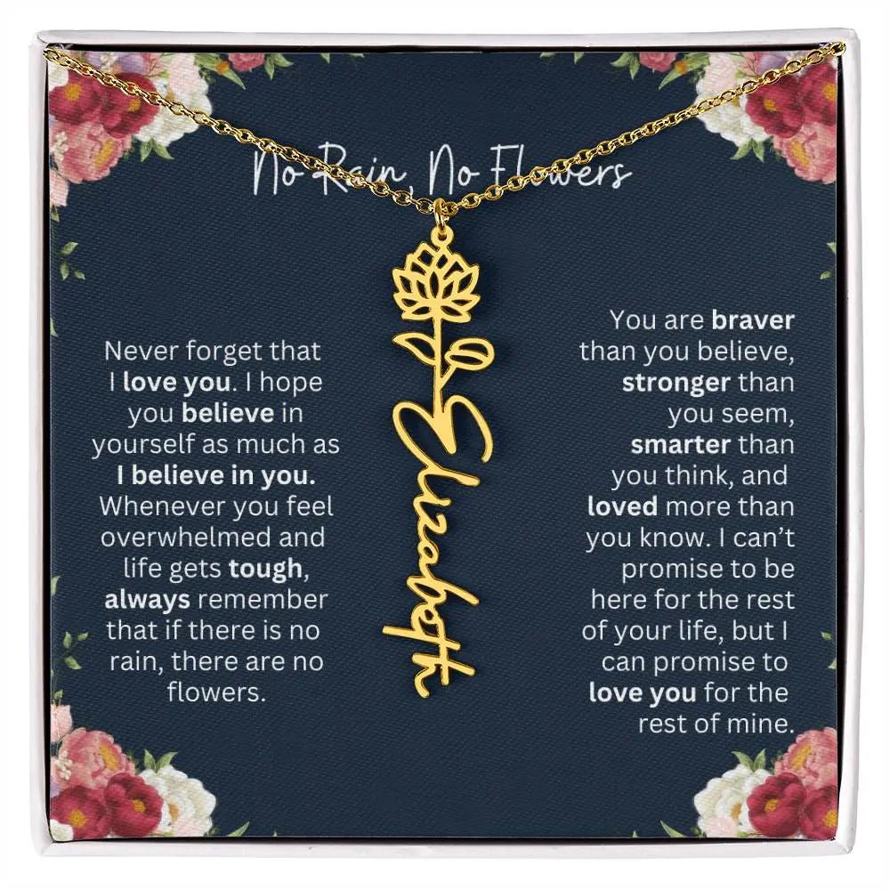 No Rain - No Flowers | Birth Necklace | Name Necklace | Personalized Jewelry Gift for Mom, Wife, Daughter, Sister, and Soulmate - Ever Trendy Essentials