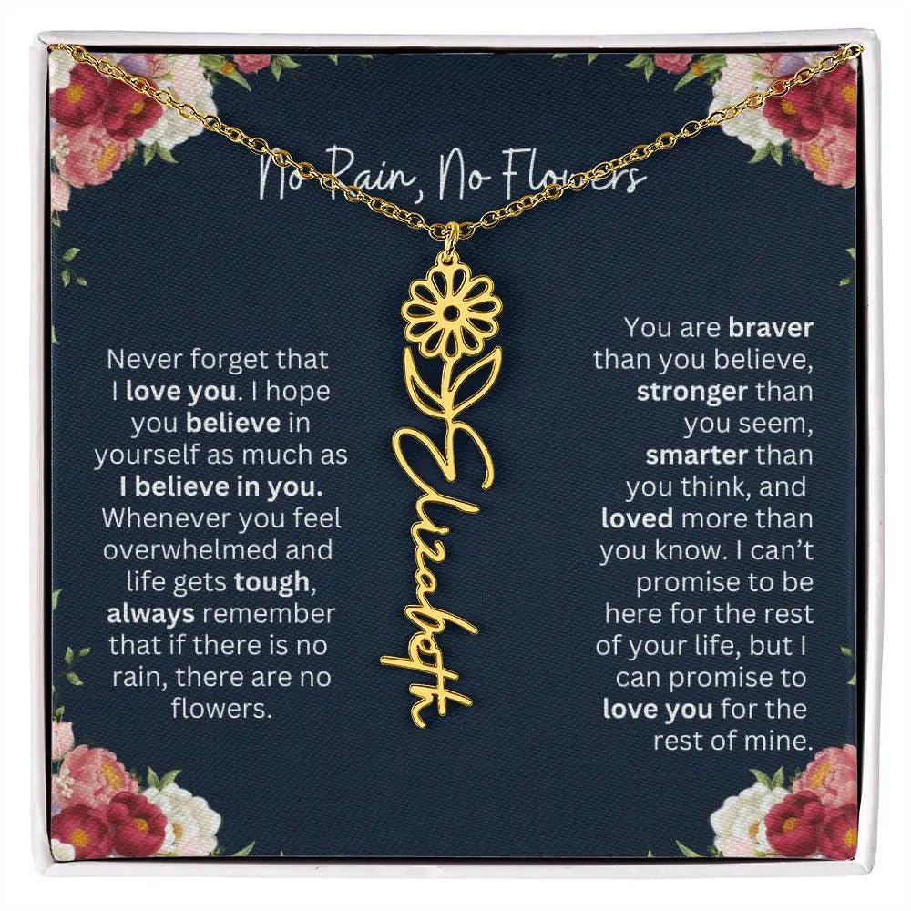 No Rain - No Flowers | Birth Necklace | Name Necklace | Personalized Jewelry Gift for Mom, Wife, Daughter, Sister, and Soulmate - Ever Trendy Essentials