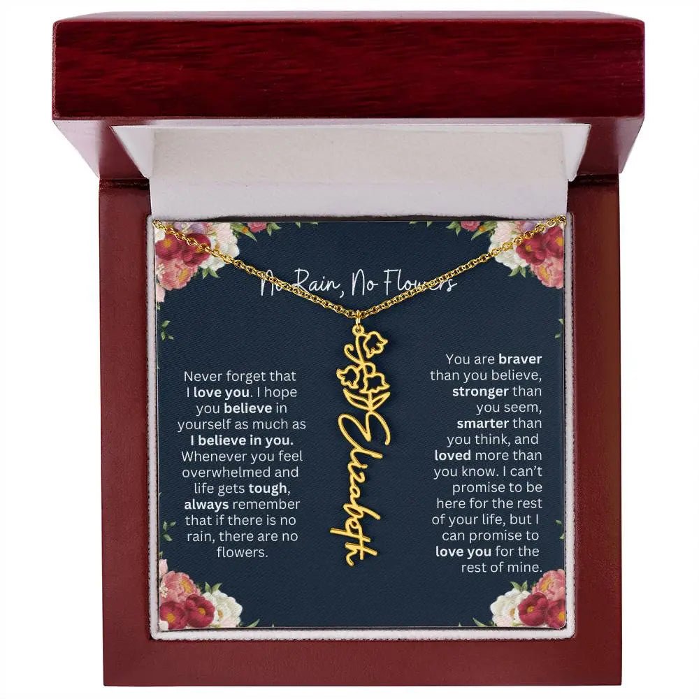 No Rain - No Flowers | Birth Necklace | Name Necklace | Personalized Jewelry Gift for Mom, Wife, Daughter, Sister, and Soulmate - Ever Trendy Essentials