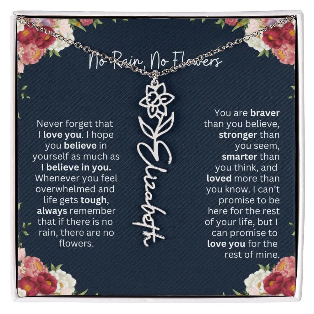 No Rain - No Flowers | Birth Necklace | Name Necklace | Personalized Jewelry Gift for Mom, Wife, Daughter, Sister, and Soulmate - Ever Trendy Essentials