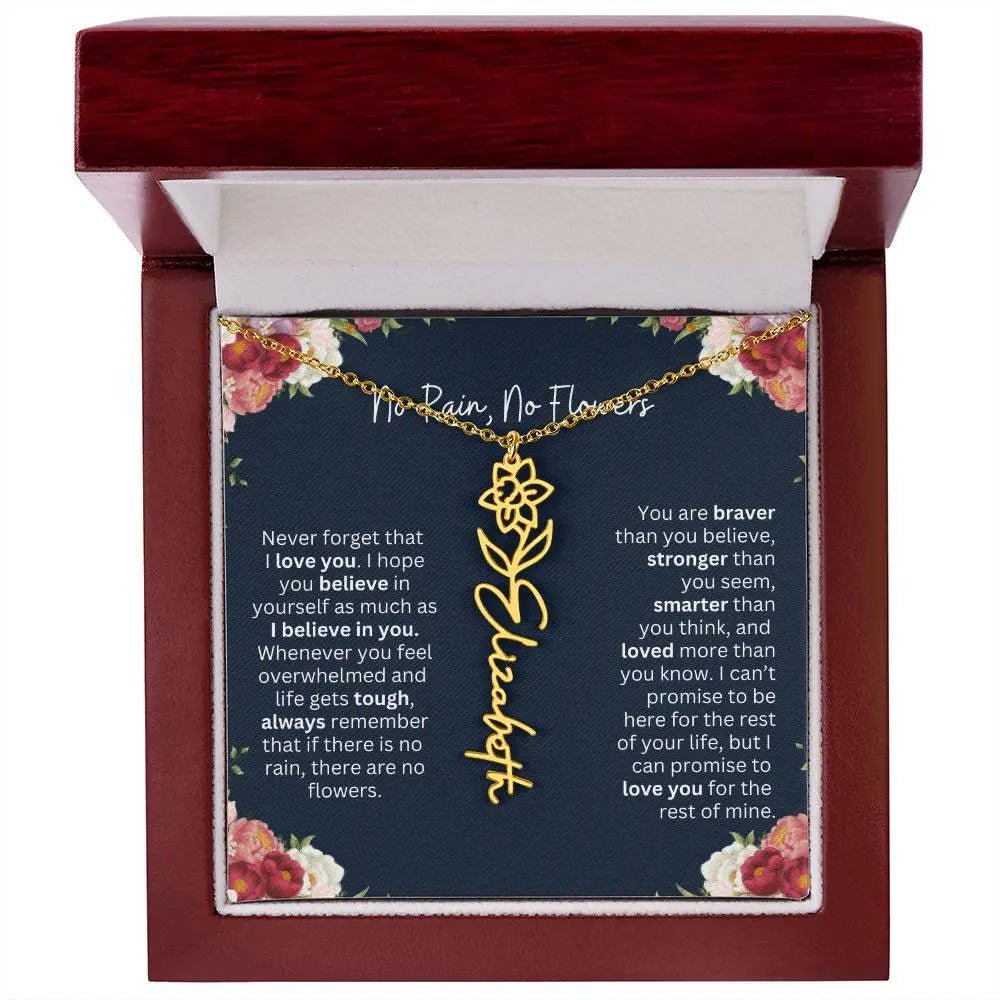 No Rain - No Flowers | Birth Necklace | Name Necklace | Personalized Jewelry Gift for Mom, Wife, Daughter, Sister, and Soulmate - Ever Trendy Essentials