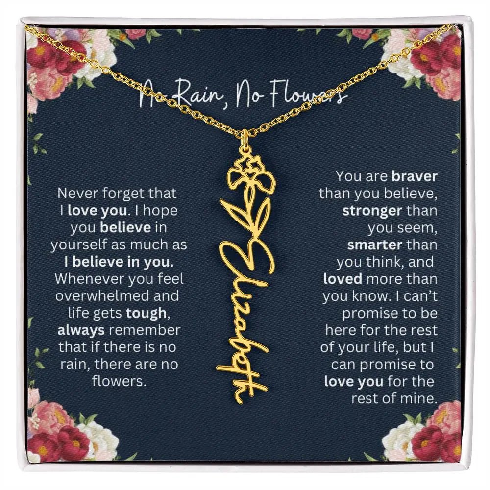 No Rain - No Flowers | Birth Necklace | Name Necklace | Personalized Jewelry Gift for Mom, Wife, Daughter, Sister, and Soulmate - Ever Trendy Essentials