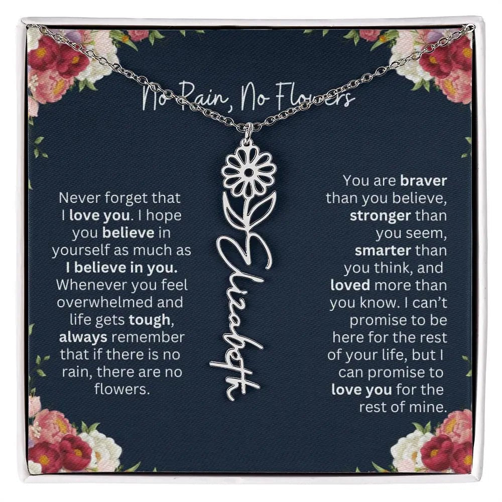 No Rain - No Flowers | Birth Necklace | Name Necklace | Personalized Jewelry Gift for Mom, Wife, Daughter, Sister, and Soulmate - Ever Trendy Essentials