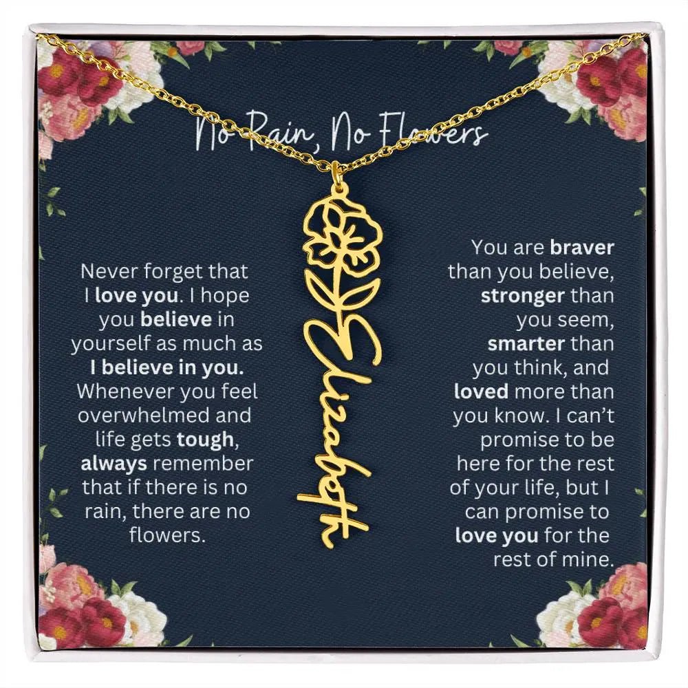 No Rain - No Flowers | Birth Necklace | Name Necklace | Personalized Jewelry Gift for Mom, Wife, Daughter, Sister, and Soulmate - Ever Trendy Essentials