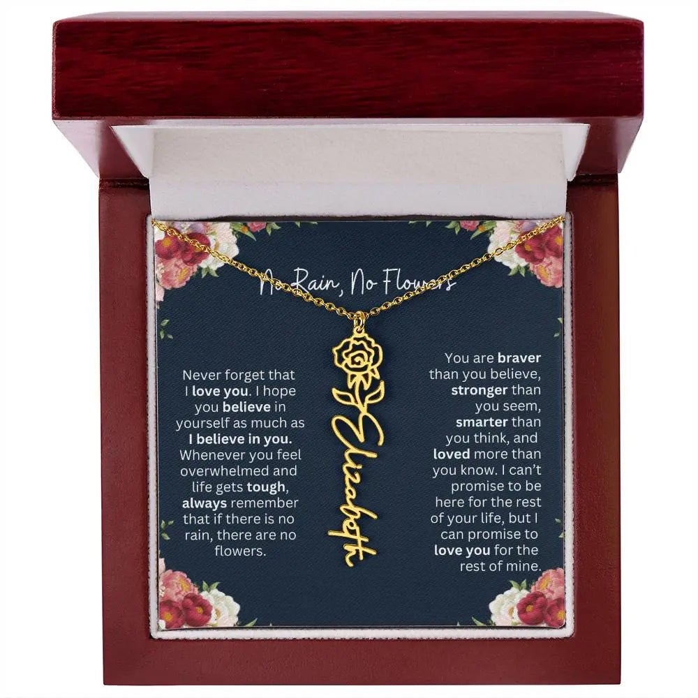 No Rain - No Flowers | Birth Necklace | Name Necklace | Personalized Jewelry Gift for Mom, Wife, Daughter, Sister, and Soulmate - Ever Trendy Essentials
