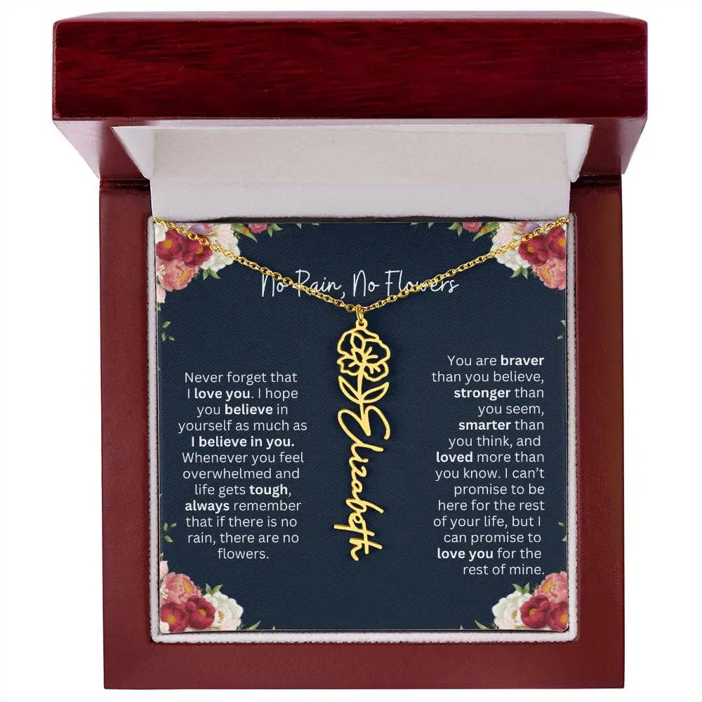 No Rain - No Flowers | Birth Necklace | Name Necklace | Personalized Jewelry Gift for Mom, Wife, Daughter, Sister, and Soulmate - Ever Trendy Essentials