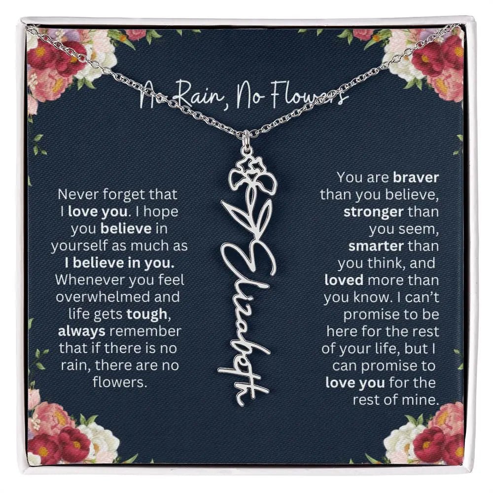 No Rain - No Flowers | Birth Necklace | Name Necklace | Personalized Jewelry Gift for Mom, Wife, Daughter, Sister, and Soulmate - Ever Trendy Essentials