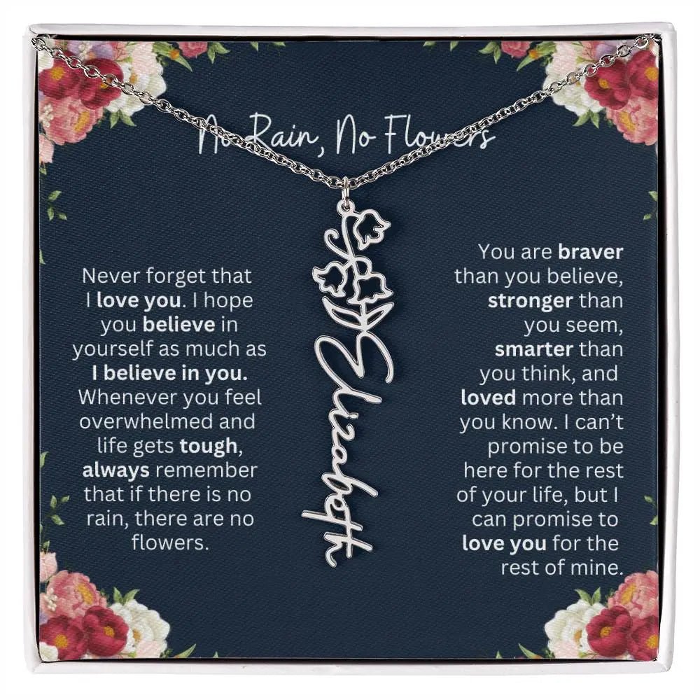 No Rain - No Flowers | Birth Necklace | Name Necklace | Personalized Jewelry Gift for Mom, Wife, Daughter, Sister, and Soulmate - Ever Trendy Essentials