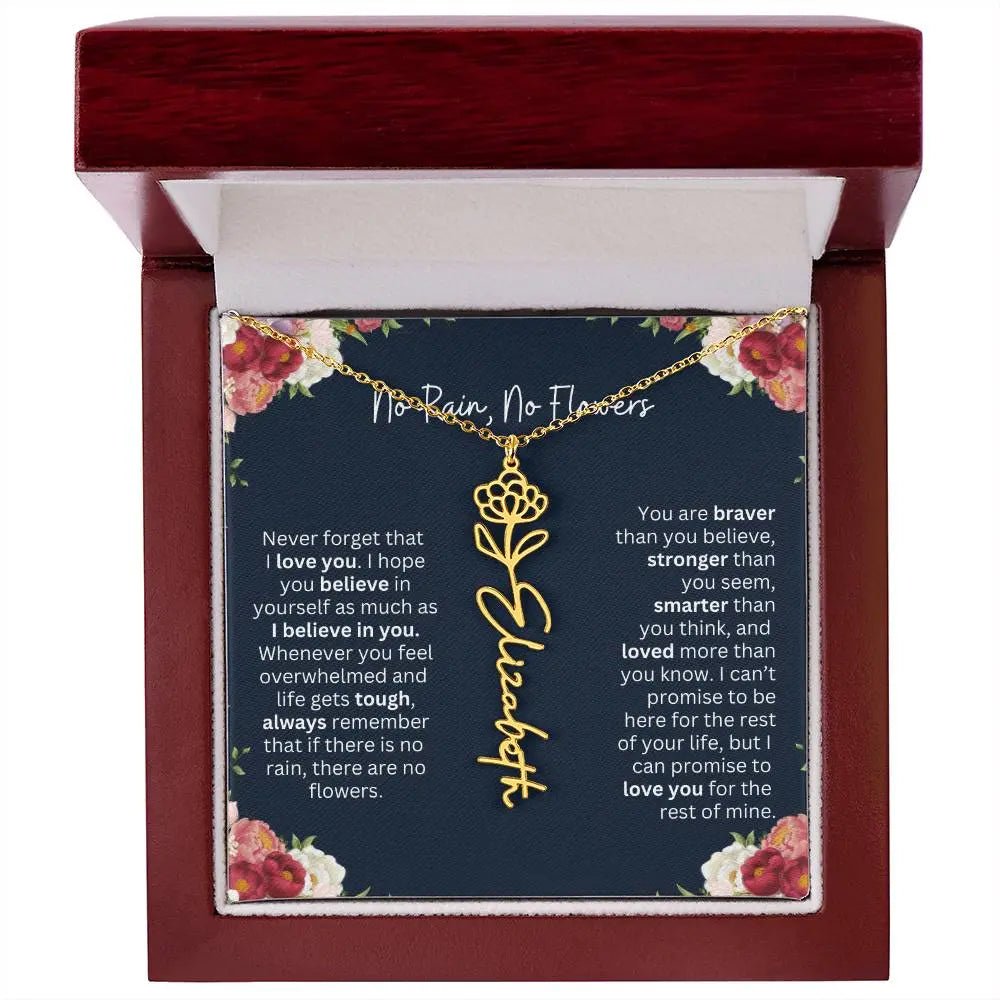 No Rain - No Flowers | Birth Necklace | Name Necklace | Personalized Jewelry Gift for Mom, Wife, Daughter, Sister, and Soulmate - Ever Trendy Essentials