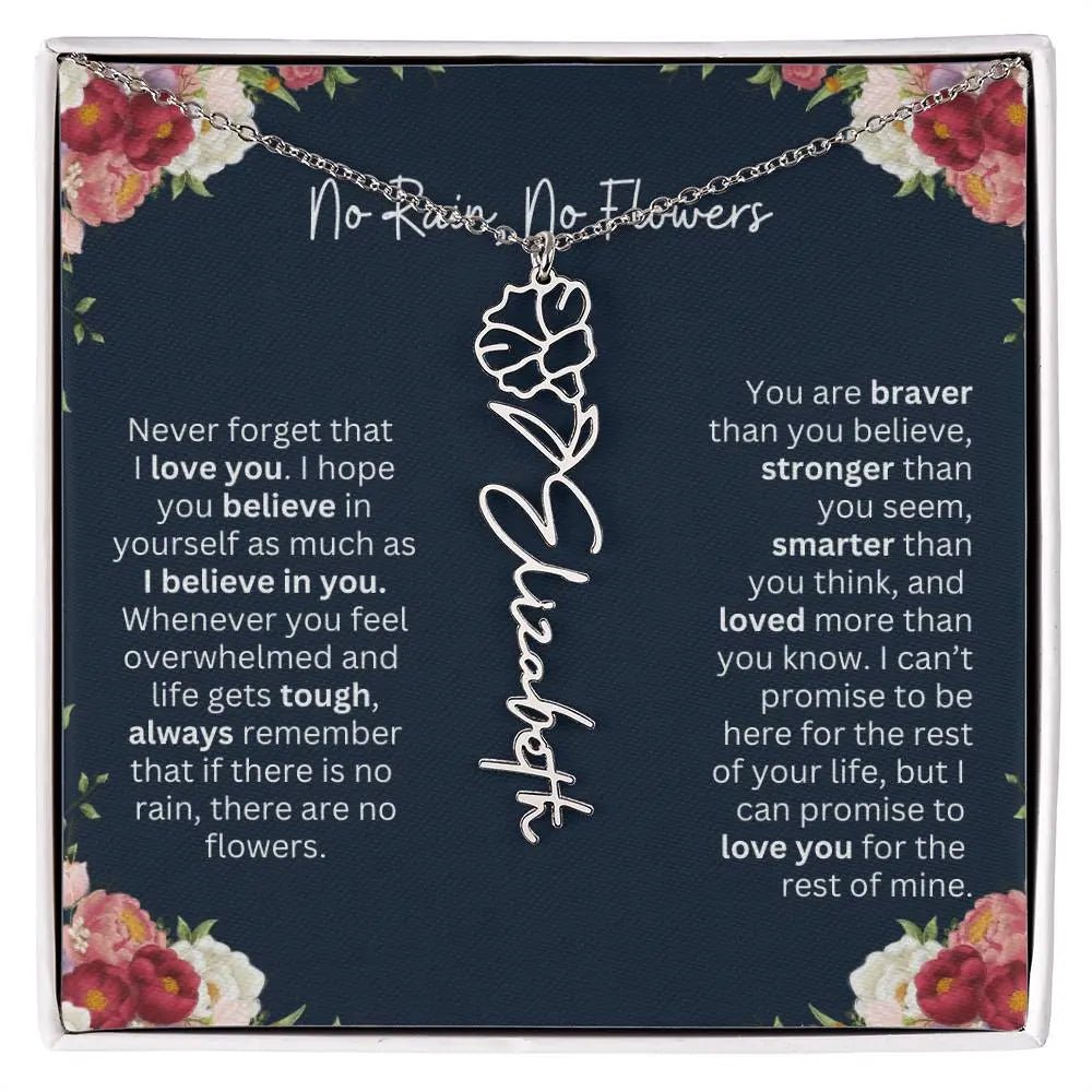 No Rain - No Flowers | Birth Necklace | Name Necklace | Personalized Jewelry Gift for Mom, Wife, Daughter, Sister, and Soulmate - Ever Trendy Essentials