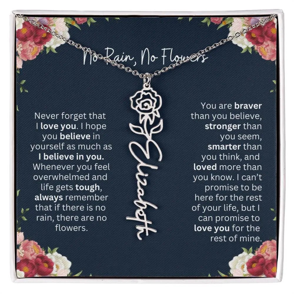 No Rain - No Flowers | Birth Necklace | Name Necklace | Personalized Jewelry Gift for Mom, Wife, Daughter, Sister, and Soulmate - Ever Trendy Essentials