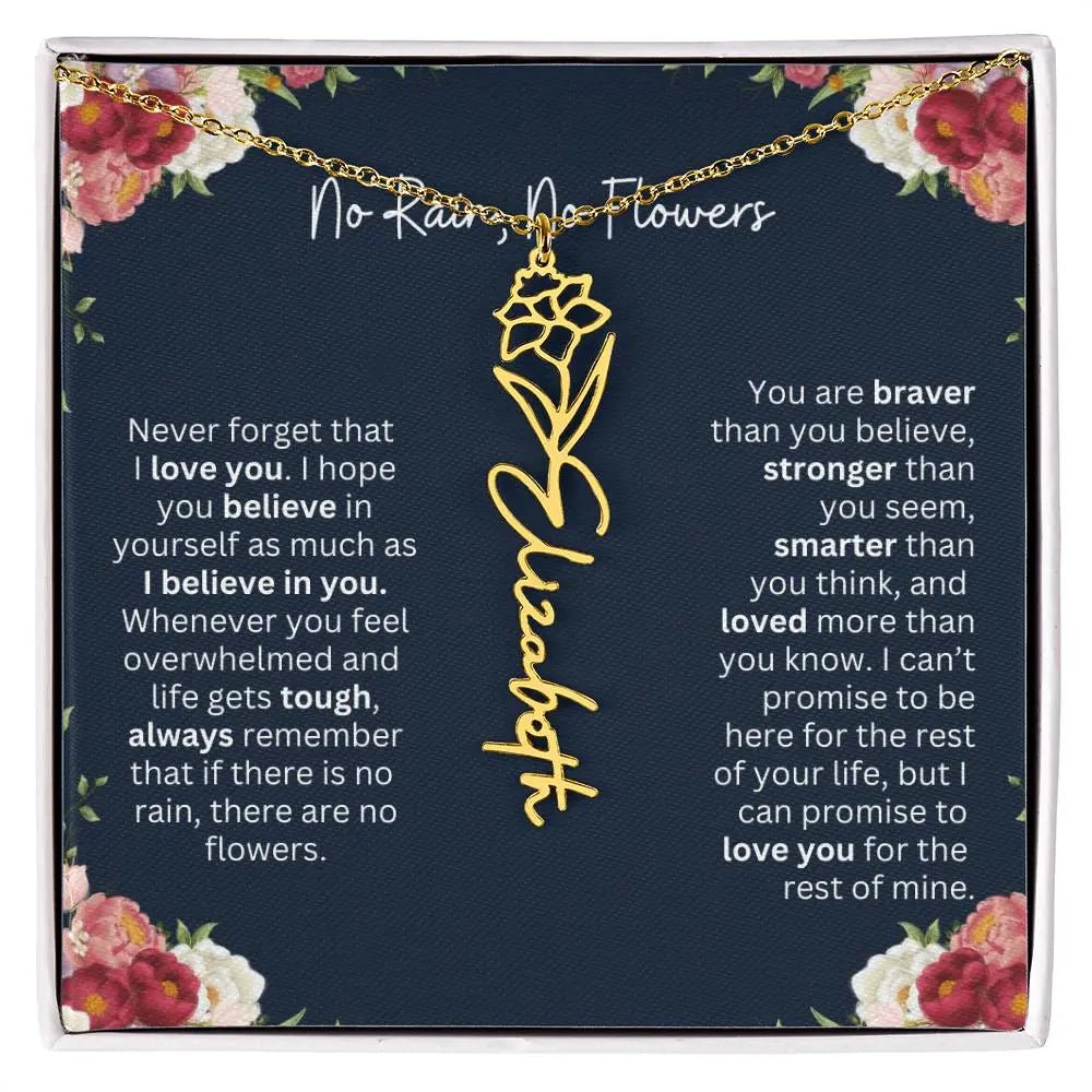 No Rain - No Flowers | Birth Necklace | Name Necklace | Personalized Jewelry Gift for Mom, Wife, Daughter, Sister, and Soulmate - Ever Trendy Essentials