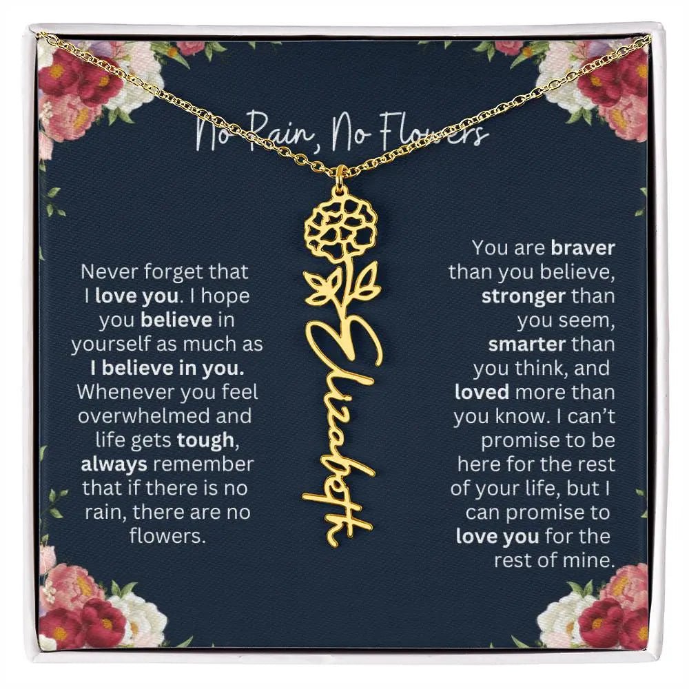 No Rain - No Flowers | Birth Necklace | Name Necklace | Personalized Jewelry Gift for Mom, Wife, Daughter, Sister, and Soulmate - Ever Trendy Essentials