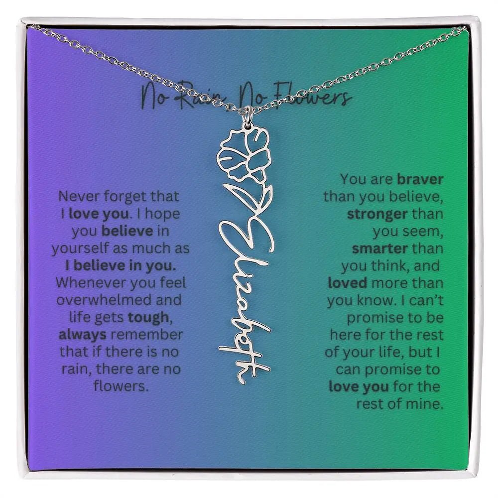 No Rain - No Flowers | Birth Necklace | Name Necklace | Special Gift for Mom, Sister, and Soulmate - Ever Trendy Essentials