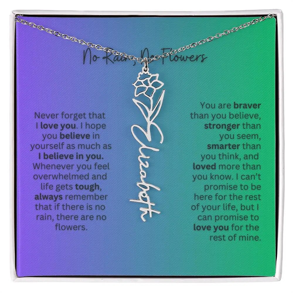 No Rain - No Flowers | Birth Necklace | Name Necklace | Special Gift for Mom, Sister, and Soulmate - Ever Trendy Essentials
