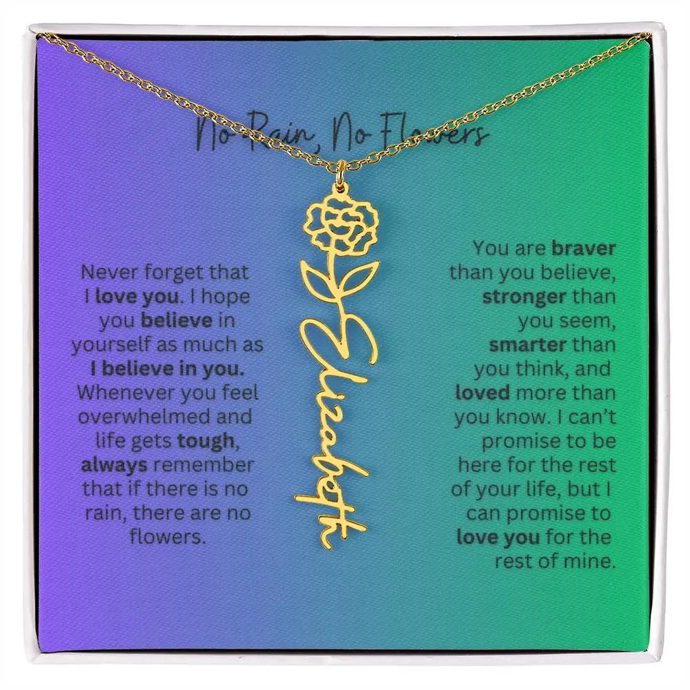No Rain - No Flowers | Birth Necklace | Name Necklace | Special Gift for Mom, Sister, and Soulmate - Ever Trendy Essentials