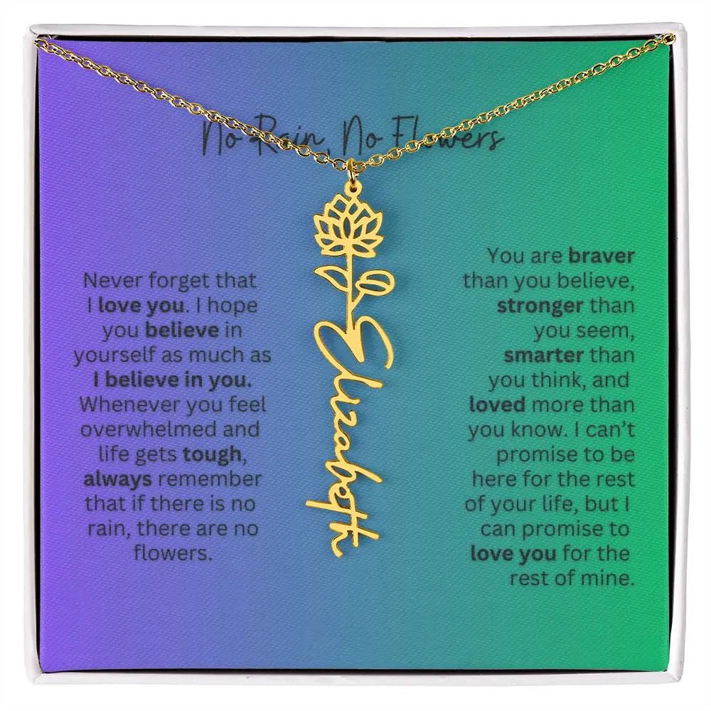No Rain - No Flowers | Birth Necklace | Name Necklace | Special Gift for Mom, Sister, and Soulmate - Ever Trendy Essentials