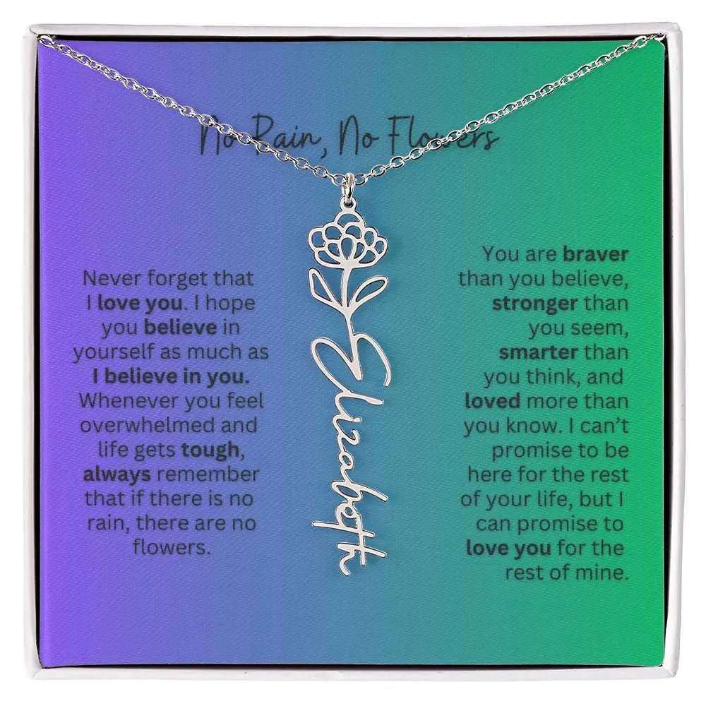No Rain - No Flowers | Birth Necklace | Name Necklace | Special Gift for Mom, Sister, and Soulmate - Ever Trendy Essentials