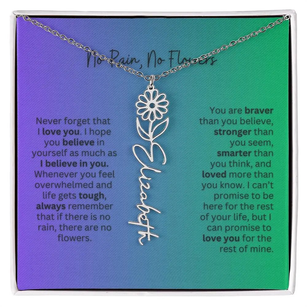 No Rain - No Flowers | Birth Necklace | Name Necklace | Special Gift for Mom, Sister, and Soulmate - Ever Trendy Essentials
