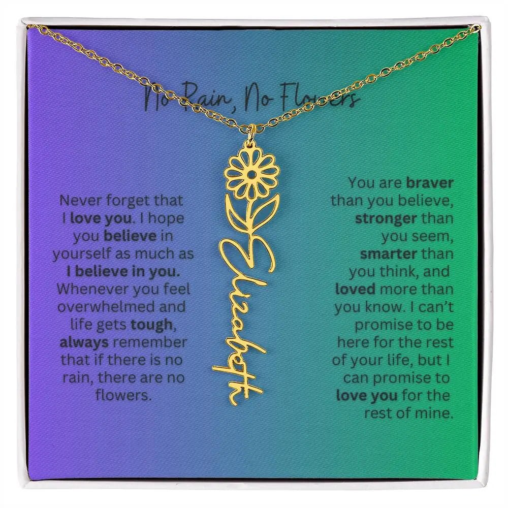 No Rain - No Flowers | Birth Necklace | Name Necklace | Special Gift for Mom, Sister, and Soulmate - Ever Trendy Essentials