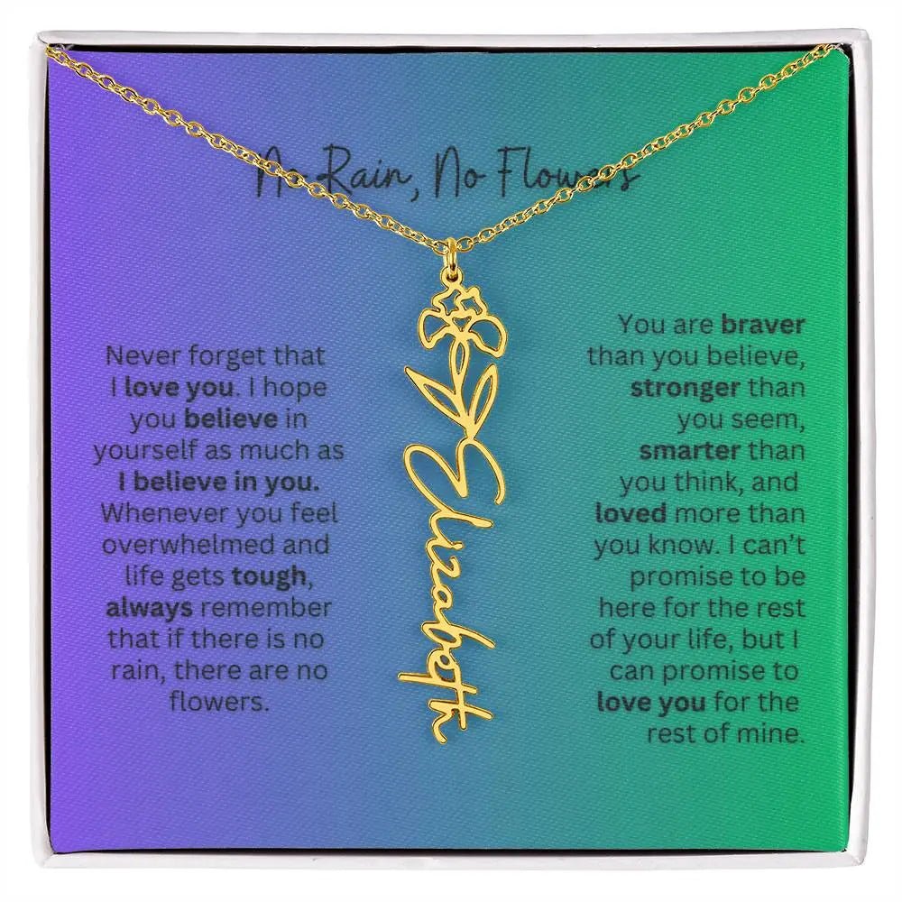 No Rain - No Flowers | Birth Necklace | Name Necklace | Special Gift for Mom, Sister, and Soulmate - Ever Trendy Essentials