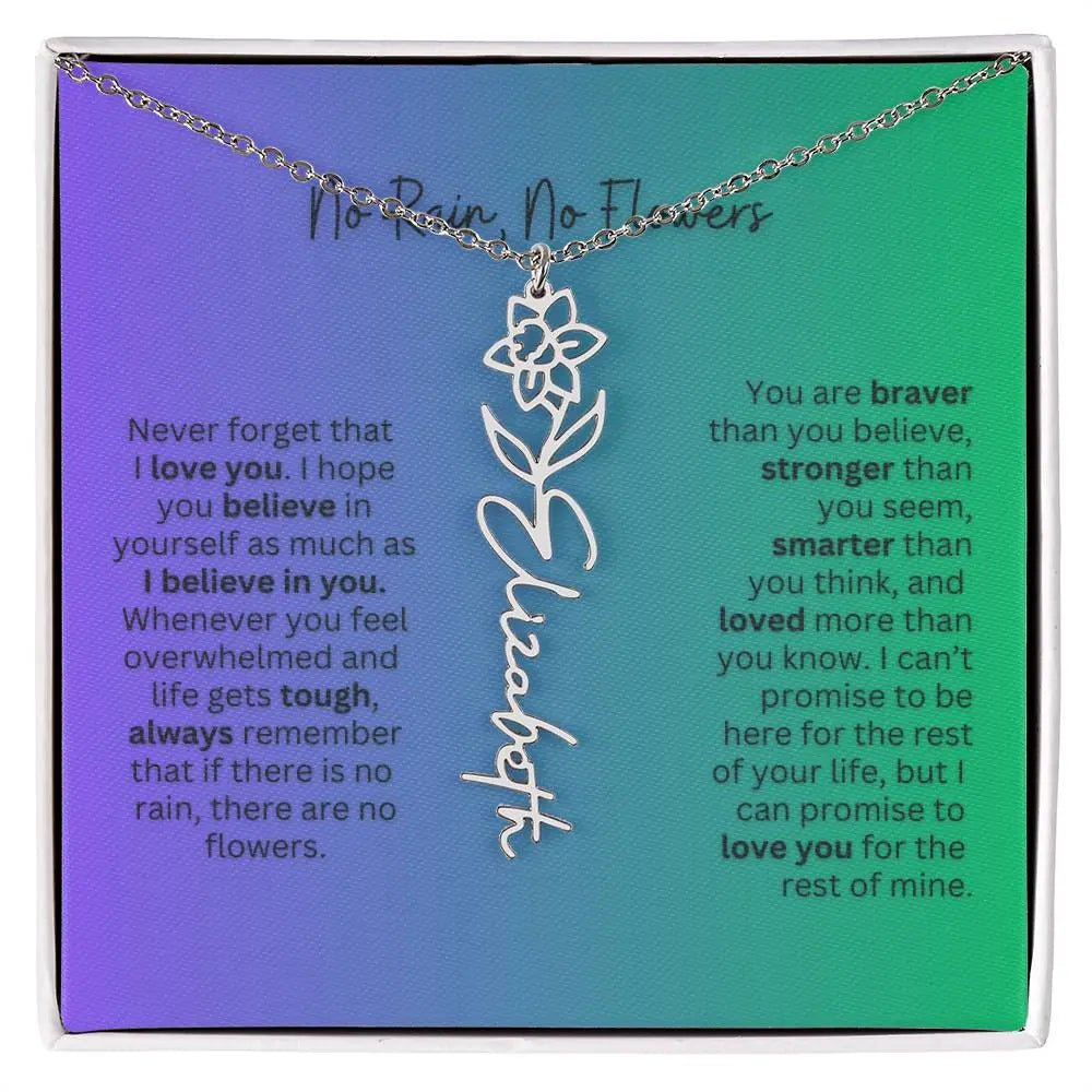 No Rain - No Flowers | Birth Necklace | Name Necklace | Special Gift for Mom, Sister, and Soulmate - Ever Trendy Essentials