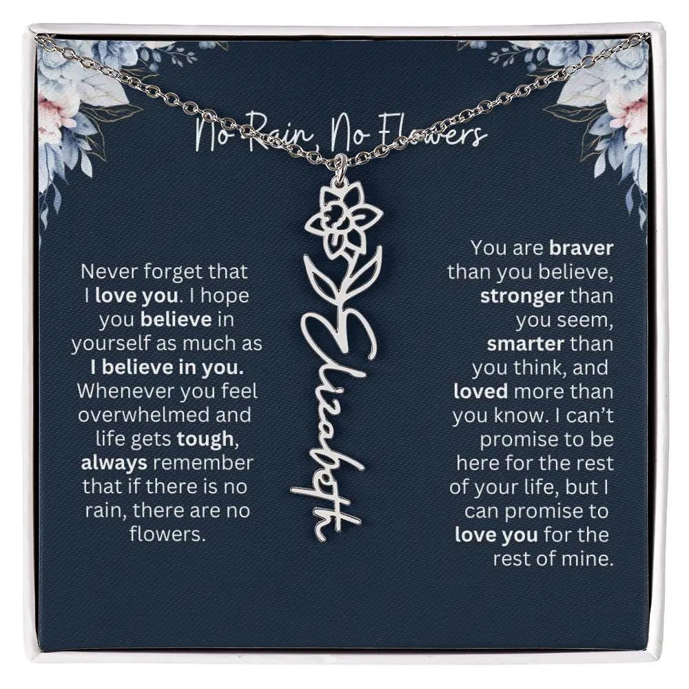 No Rain - No Flowers | Birth Necklace | Name Necklace | Special Gift from Dad to Daughter - Ever Trendy Essentials