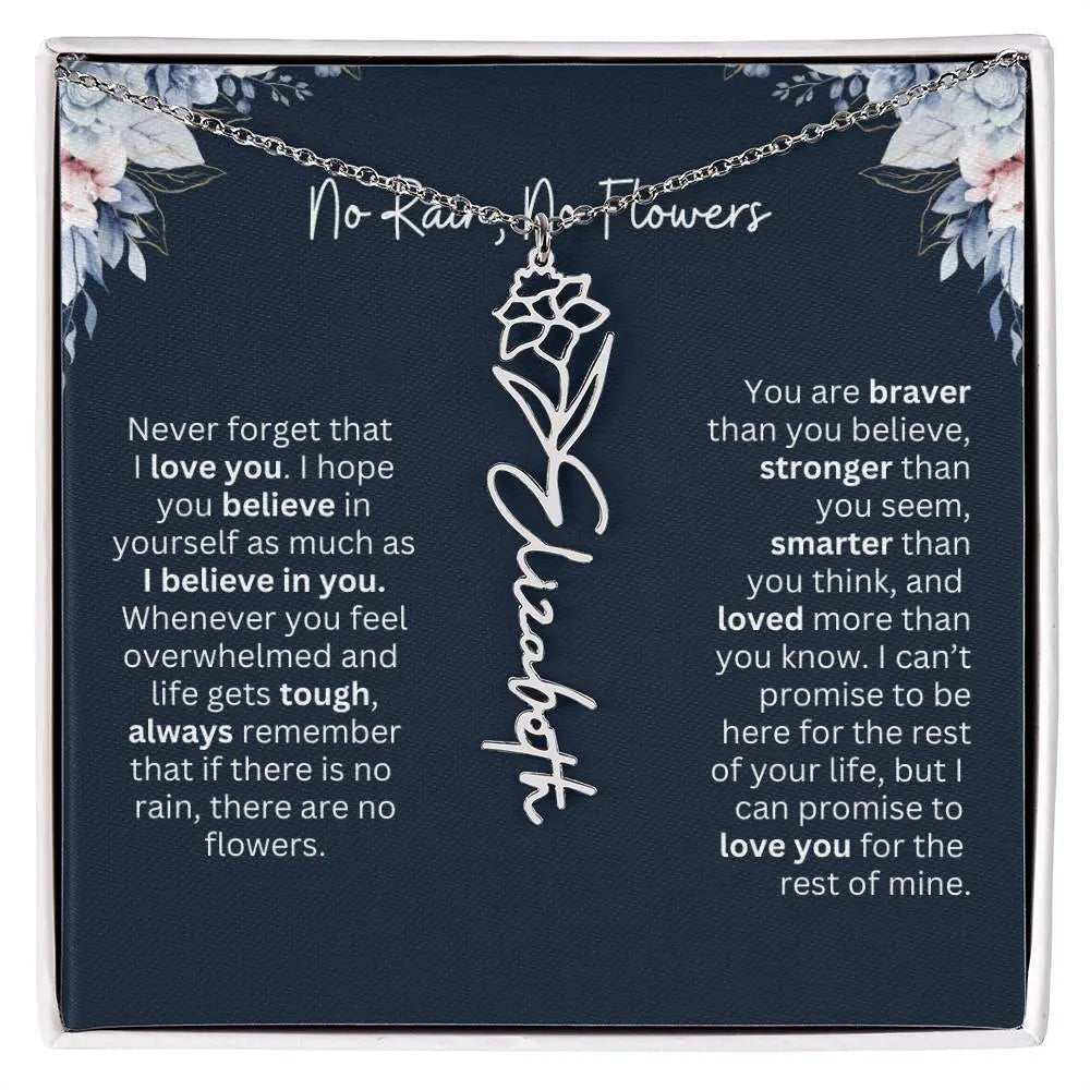 No Rain - No Flowers | Birth Necklace | Name Necklace | Special Gift from Dad to Daughter - Ever Trendy Essentials