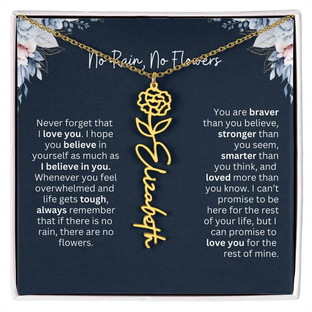 No Rain - No Flowers | Birth Necklace | Name Necklace | Special Gift from Dad to Daughter - Ever Trendy Essentials