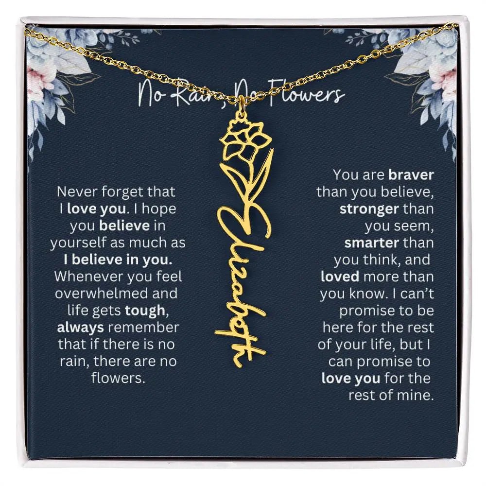 No Rain - No Flowers | Birth Necklace | Name Necklace | Special Gift from Dad to Daughter - Ever Trendy Essentials