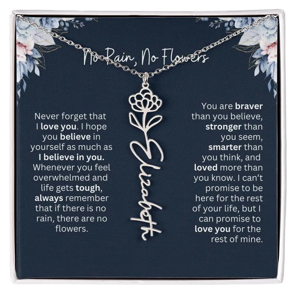 No Rain - No Flowers | Birth Necklace | Name Necklace | Special Gift from Dad to Daughter - Ever Trendy Essentials