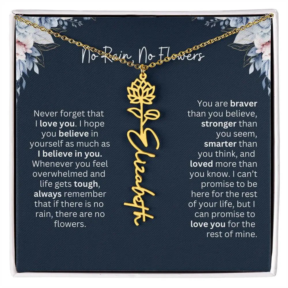 No Rain - No Flowers | Birth Necklace | Name Necklace | Special Gift from Dad to Daughter - Ever Trendy Essentials