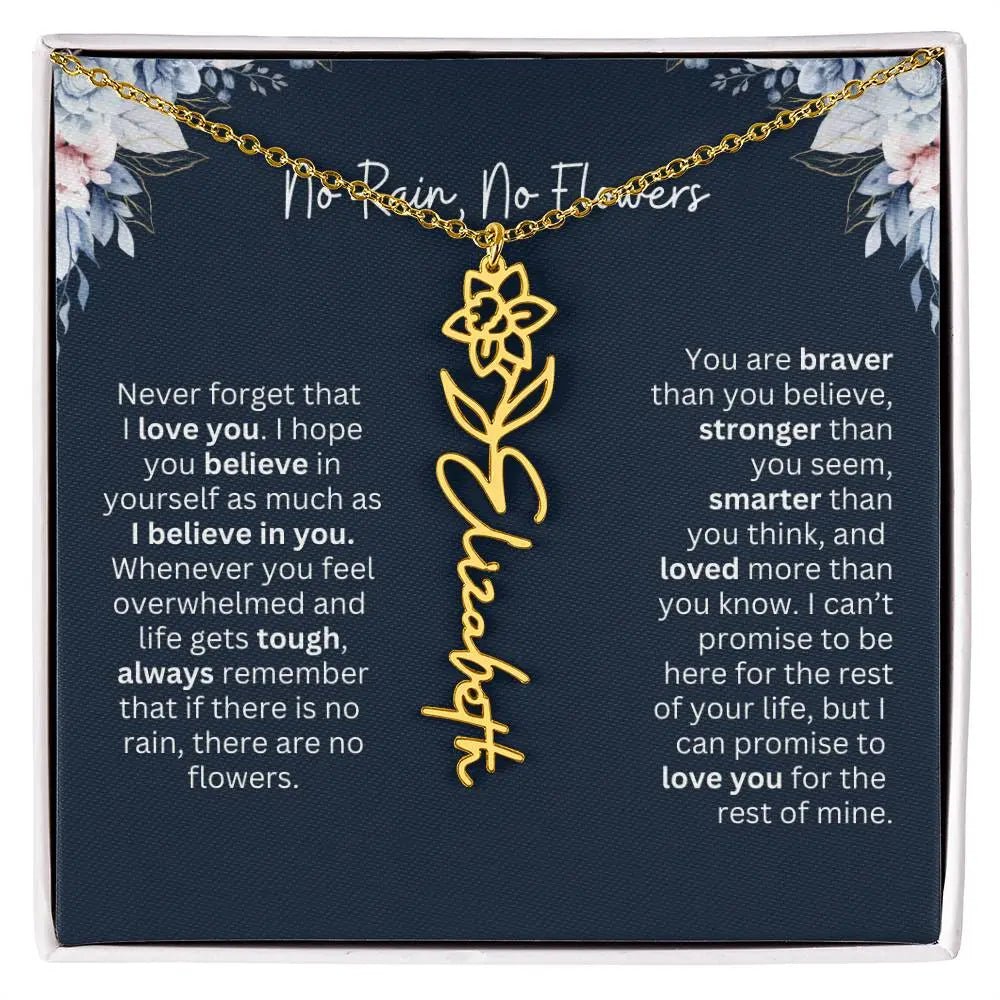No Rain - No Flowers | Birth Necklace | Name Necklace | Special Gift from Dad to Daughter - Ever Trendy Essentials
