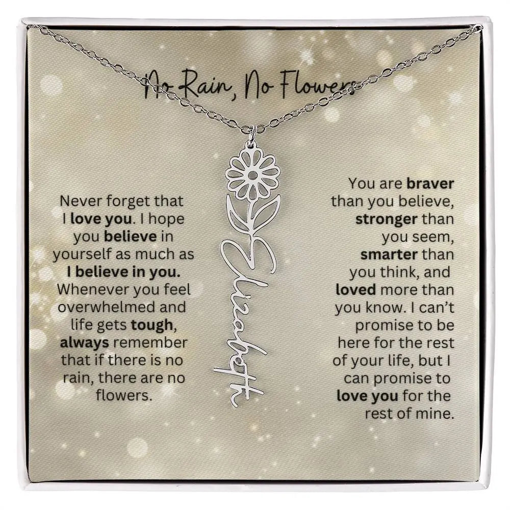 No Rain - No Flowers | Birth Necklace | Name Necklace | Thoughtful Christmas Gift for Mom, Wife, Daughter, Sister, Aunt, and Grandma - Ever Trendy Essentials